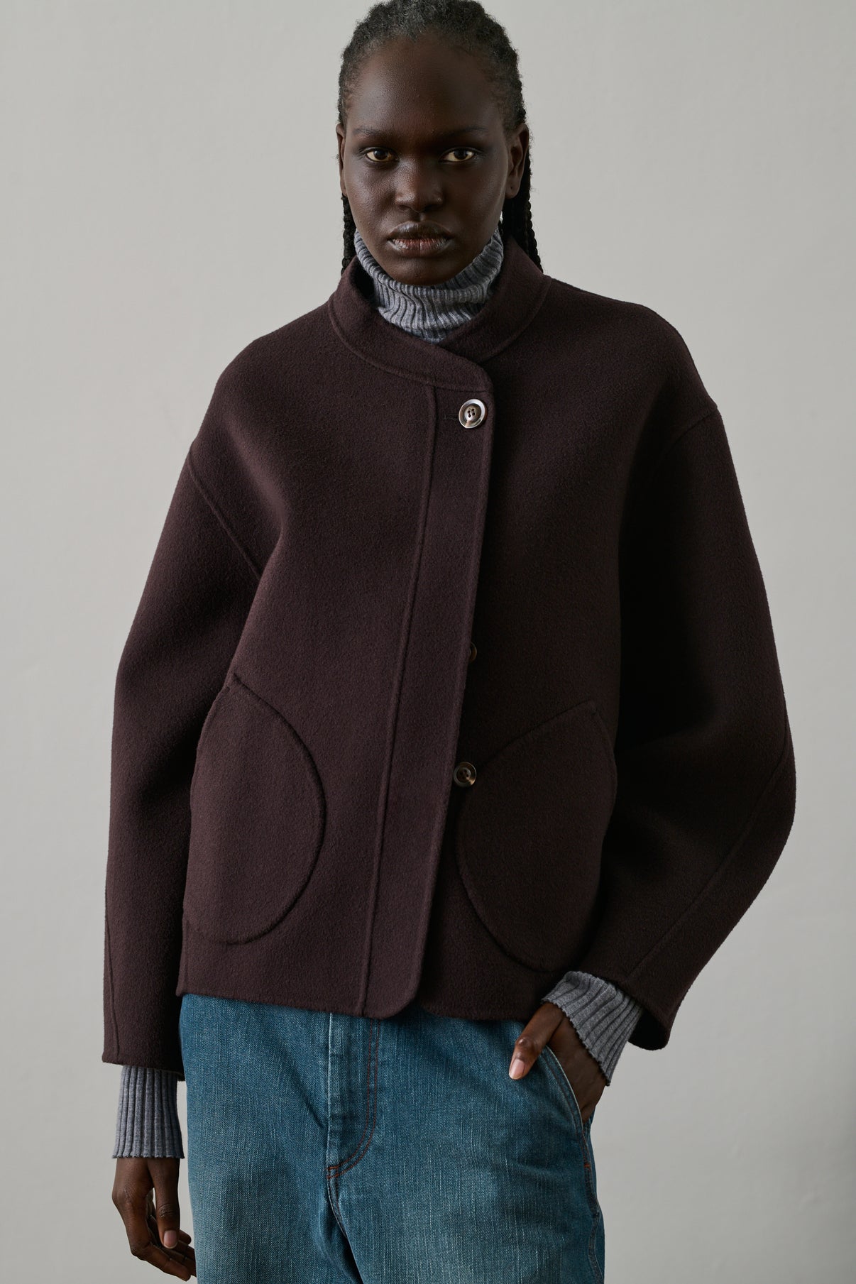 Manteau Windsor - Aubergine - Laine - Femme vue 2