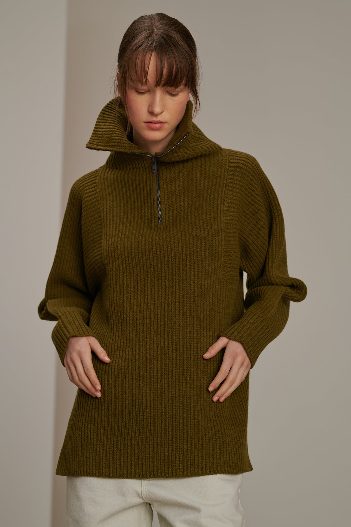 Pull Visby - Kaki - Laine - Femme vue 1