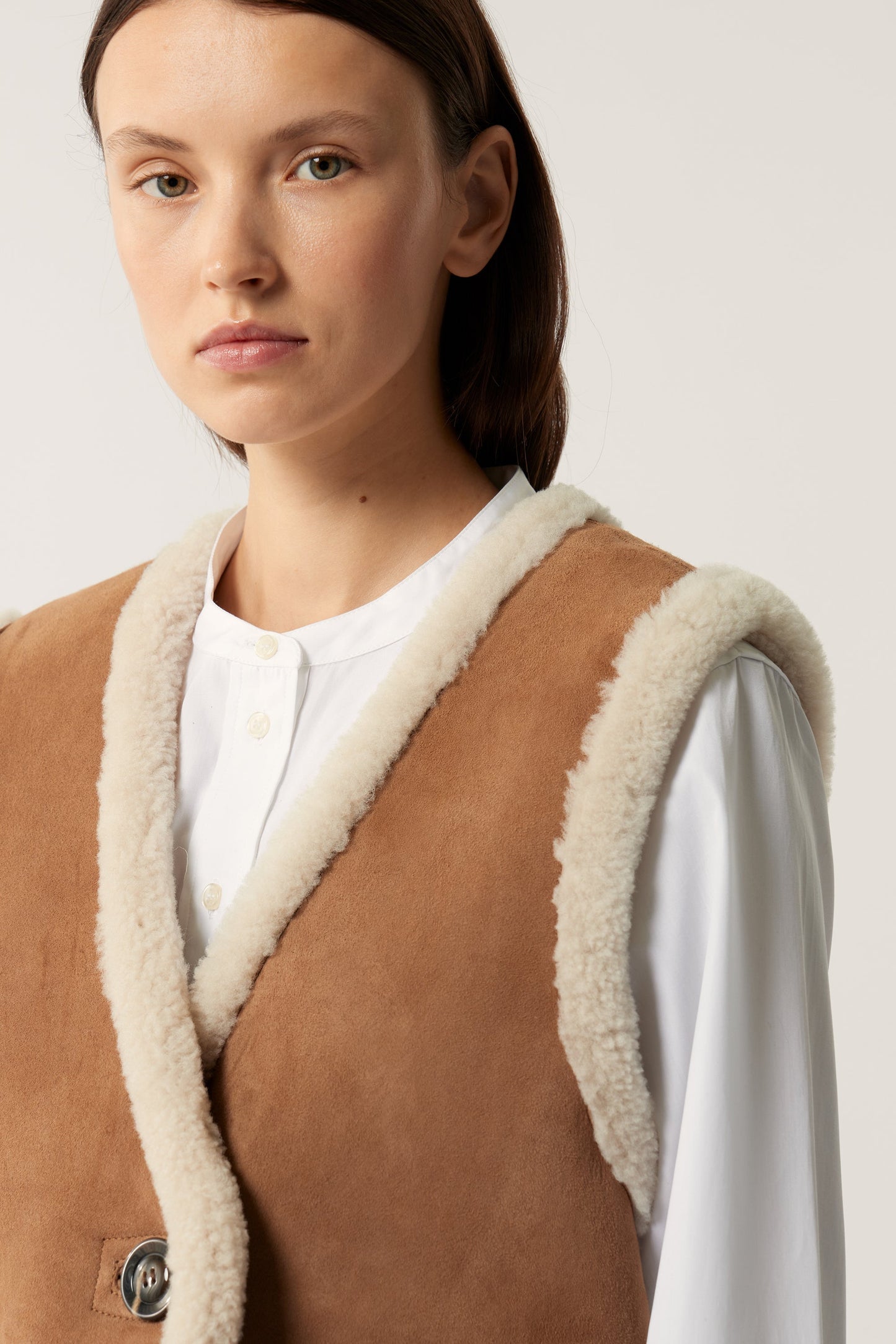 Gilet Sans Manches Pyrenees - Miel - Cuir - Femme